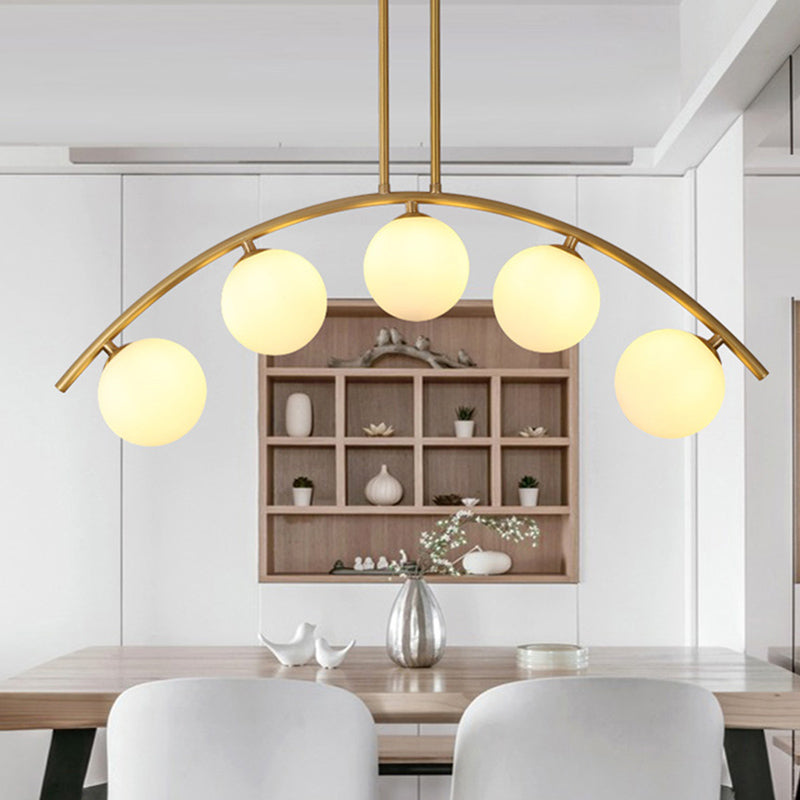 Modern Style Global Shape Island Lights Glass 3/7/9 Lights Pendant Light in Gold