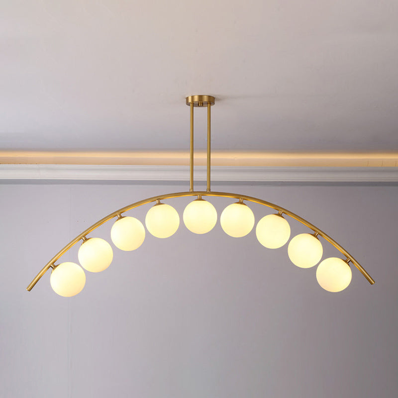 Modern Style Global Shape Island Lights Glass 3/7/9 Lights Pendant Light in Gold