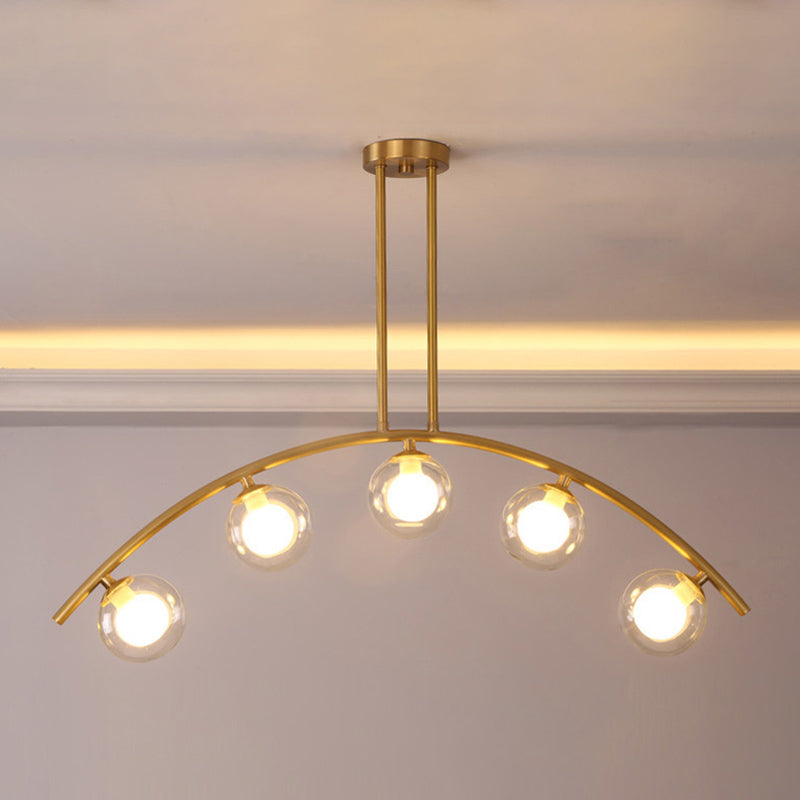 Modern Style Global Shape Island Lights Glass 3/7/9 Lights Pendant Light in Gold