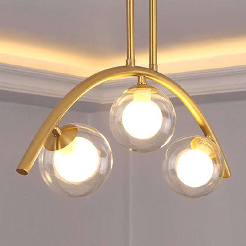 Modern Style Global Shape Island Lights Glass 3/7/9 Lights Pendant Light in Gold