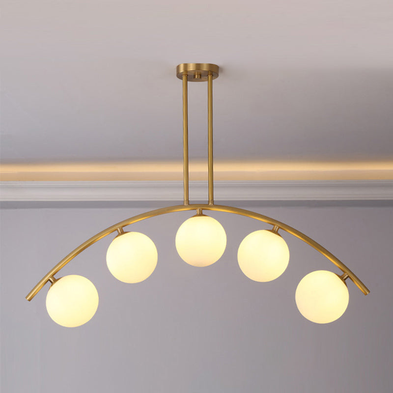 Modern Style Global Shape Island Lights Glass 3/7/9 Lights Pendant Light in Gold