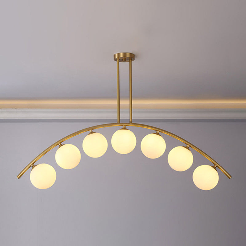 Modern Style Global Shape Island Lights Glass 3/7/9 Lights Pendant Light in Gold