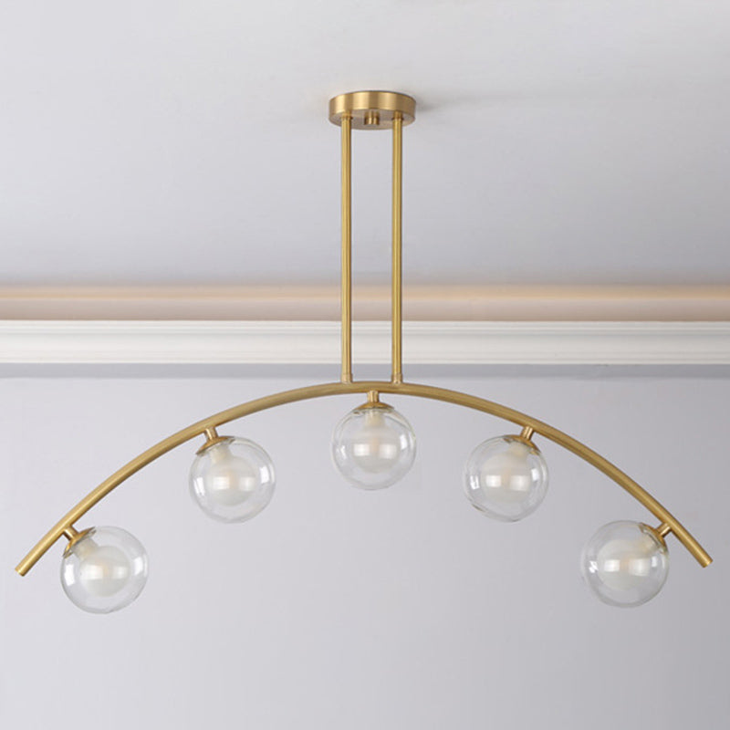 Modern Style Global Shape Island Lights Glass 3/7/9 Lights Pendant Light in Gold