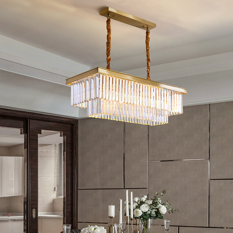 Modern Style Square Shape Island Pendants Crystal Pendant Lights for Living Room