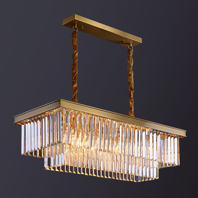Modern Style Square Shape Island Pendants Crystal Pendant Lights for Living Room