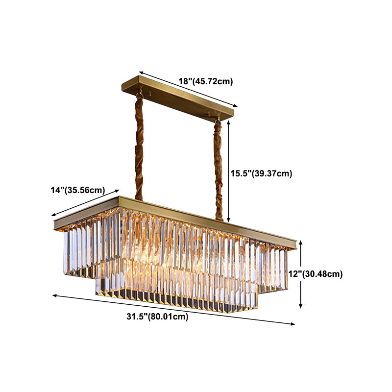 Modern Style Square Shape Island Pendants Crystal Pendant Lights for Living Room