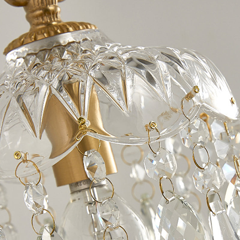 1-Light Wall Lamp Crystal Wall Mount Lamp with Glass Shade for Living Room