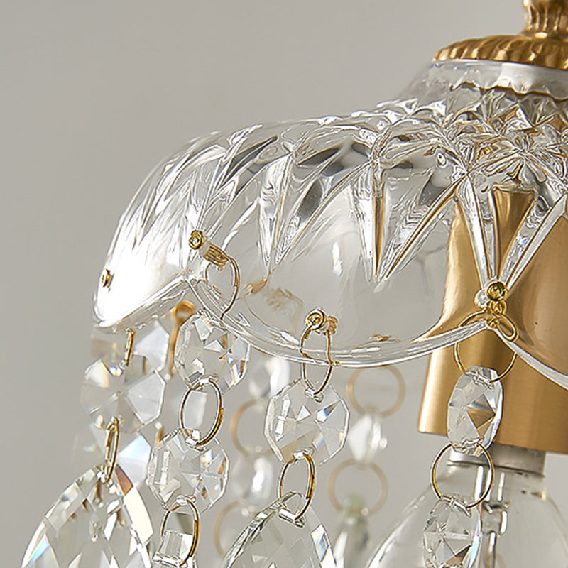 1-Light Wall Lamp Crystal Wall Mount Lamp with Glass Shade for Living Room