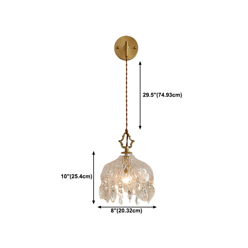 1-Light Wall Lamp Crystal Wall Mount Lamp with Glass Shade for Living Room