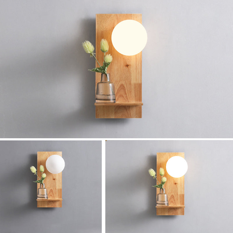 1 Light Wall Light Sconce Modern Wood Wall Light Fixture for Dining Room without plant