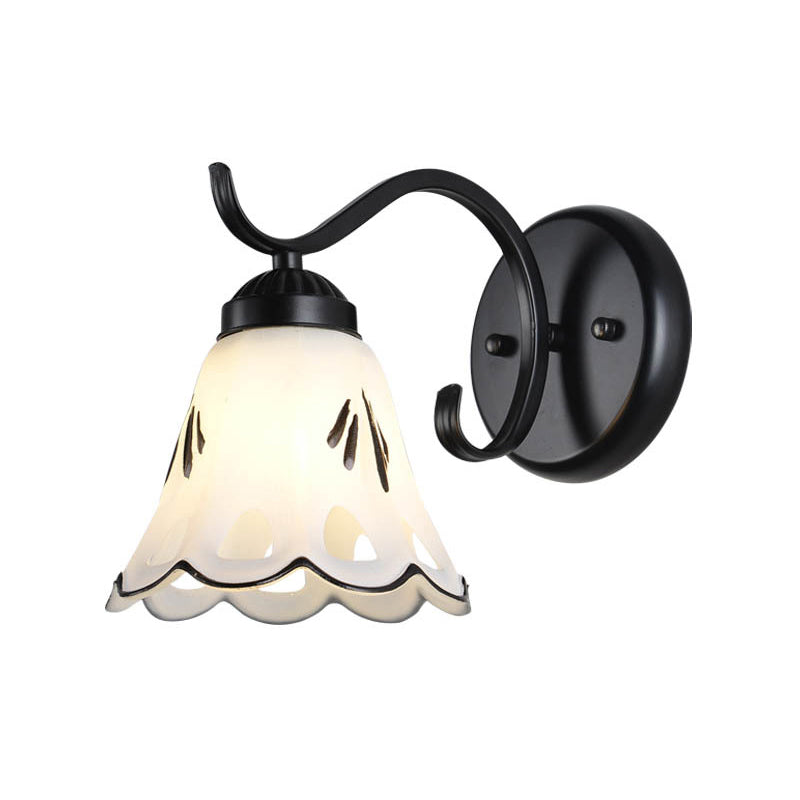 Industrial Style Wall Sconce Grass 1 Light Sconces in Black for Bedroom