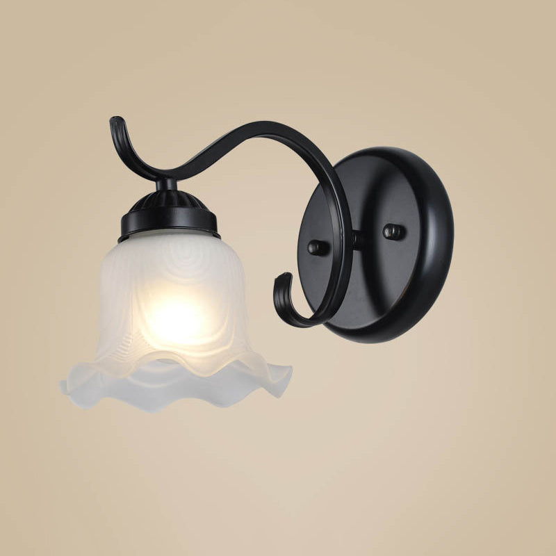 Industrial Style Wall Sconce Grass 1 Light Sconces in Black for Bedroom