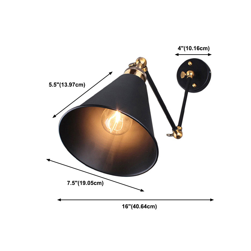 Industrial Style Cone Shape Wall Sconce 1 Light Sconces for Bedroom