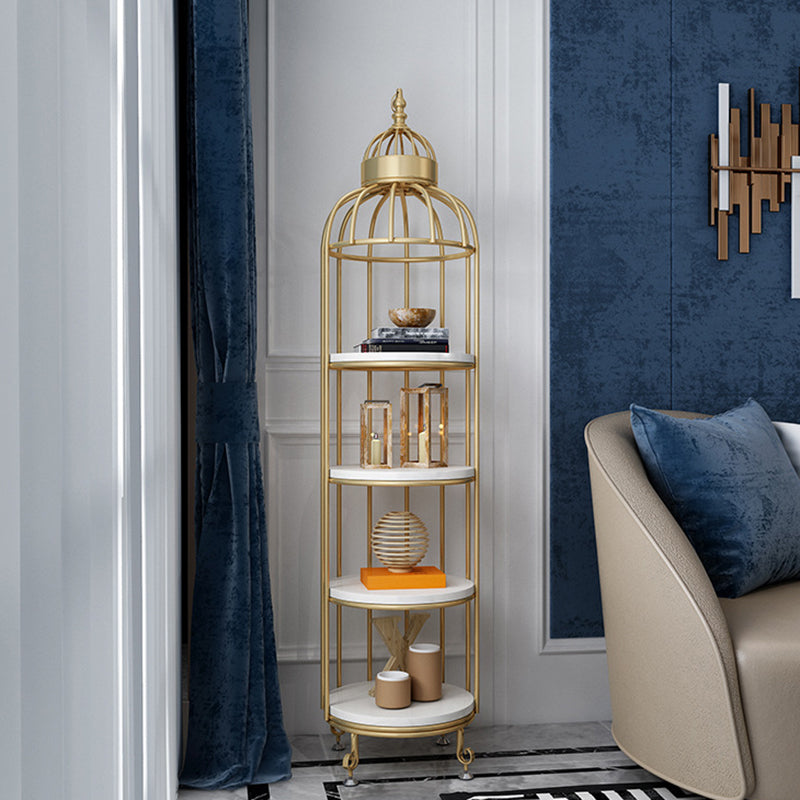 Glam Metal Shelf Bookcase Gold Vertical Bookcase Shelves Included