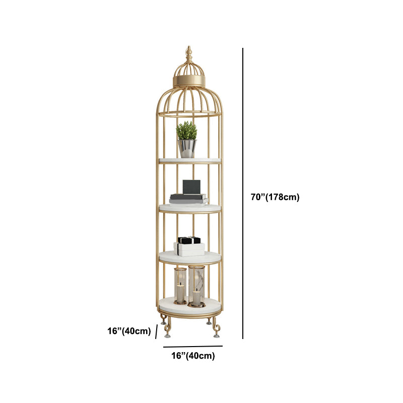 Glam Metal Shelf Bookcase Gold Vertical Bookcase Shelves Included