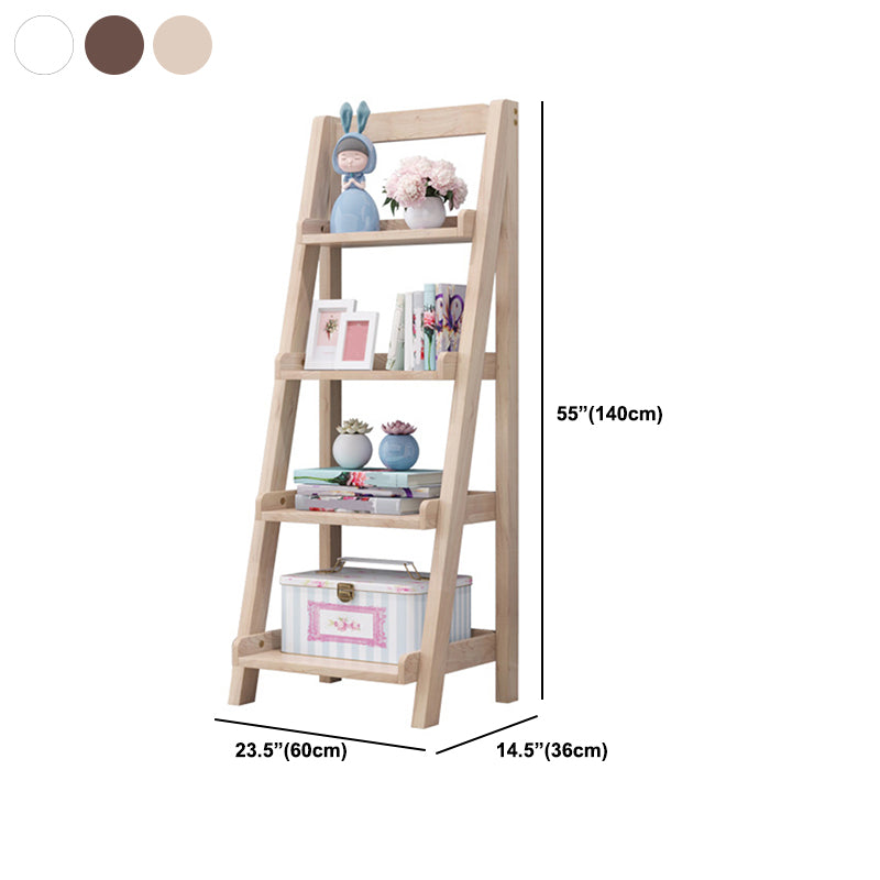 4 Shelves Ladder Bookshelf Modern Wood Bookshelf 55.1" H X 14.2" W