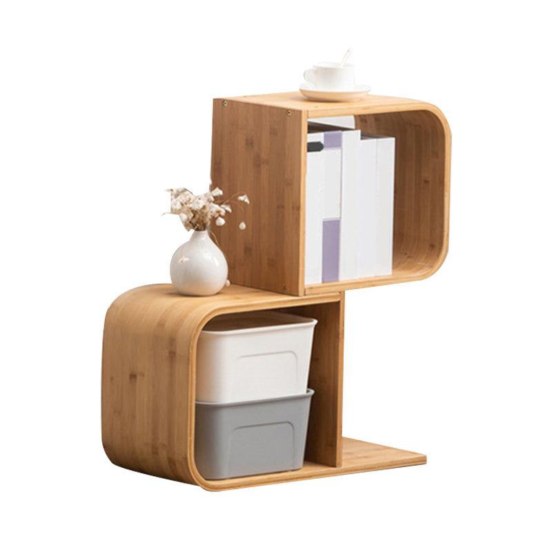 Natural Geometric Bookcase Contemporary Open Back Bamboo Shelf