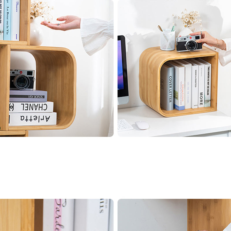 Natural Geometric Bookcase Contemporary Open Back Bamboo Shelf