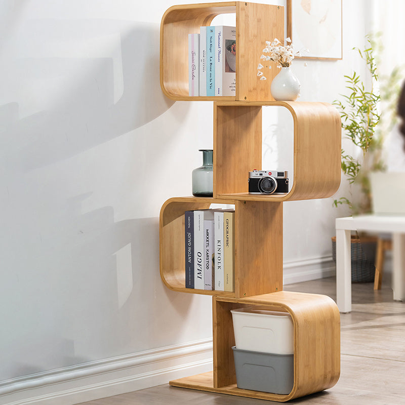 Natural Geometric Bookcase Contemporary Open Back Bamboo Shelf