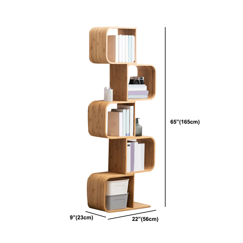 Natural Geometric Bookcase Contemporary Open Back Bamboo Shelf