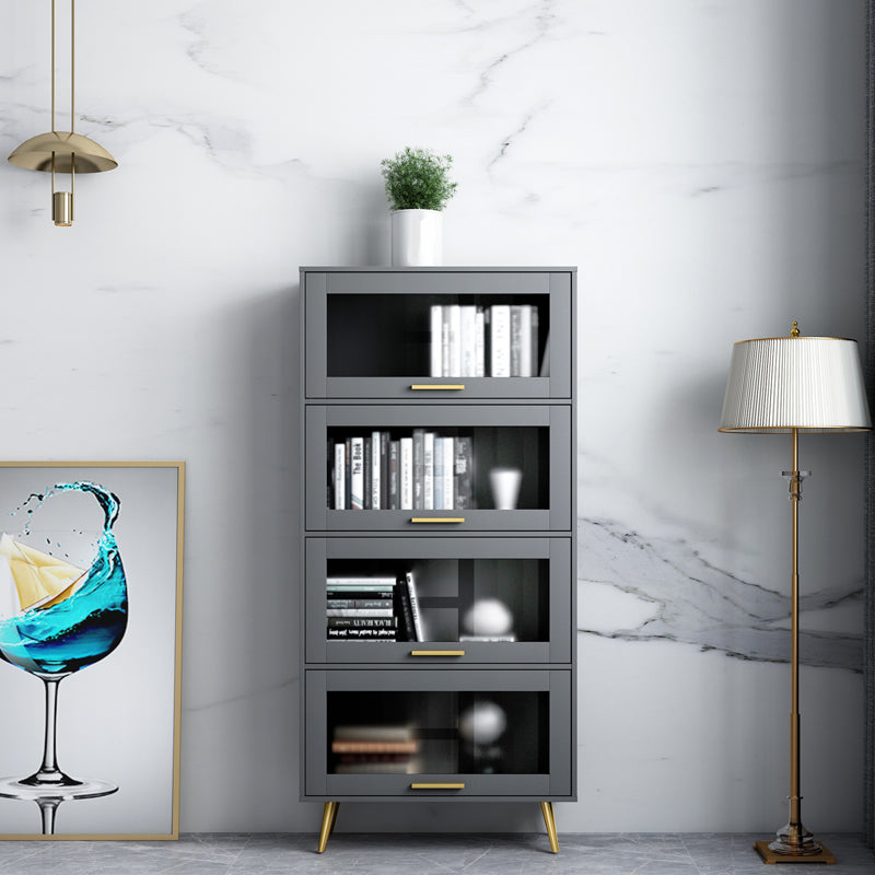 Modern Barrister Shelf Bookcase Gray Engineered Wood Bookshelf