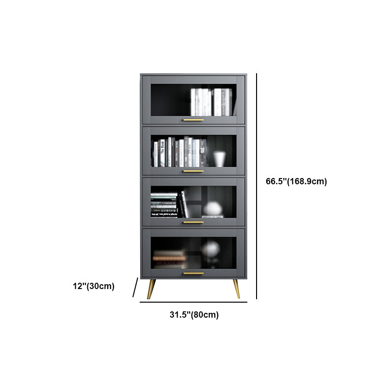 Modern Barrister Shelf Bookcase Gray Engineered Wood Bookshelf
