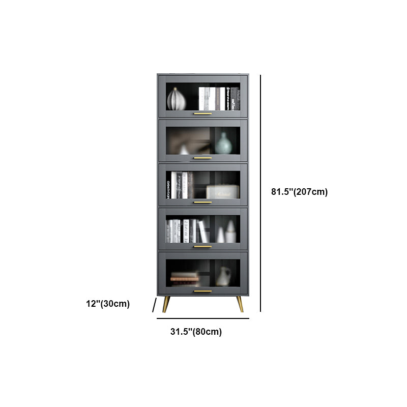 Modern Barrister Shelf Bookcase Gray Engineered Wood Bookshelf