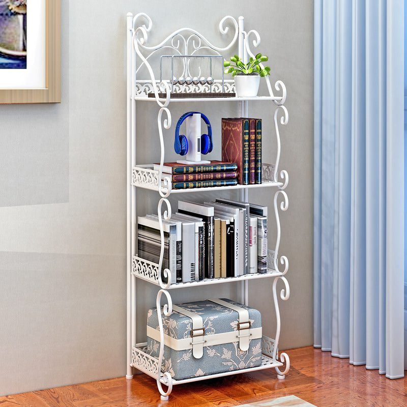 Contemporary Metal Book Shelf Folding Open Back Bookshelf Shelves Included
