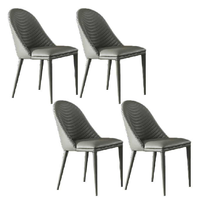 Contemporary Style Dining Chairs Armless Dining Chairs with Metal Legs for Kitchen