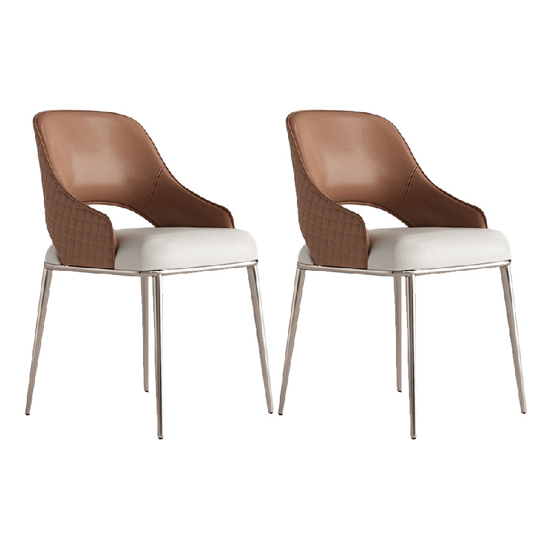 Upholstered Side Chair Glam Style Open Back Dining Accent Chair