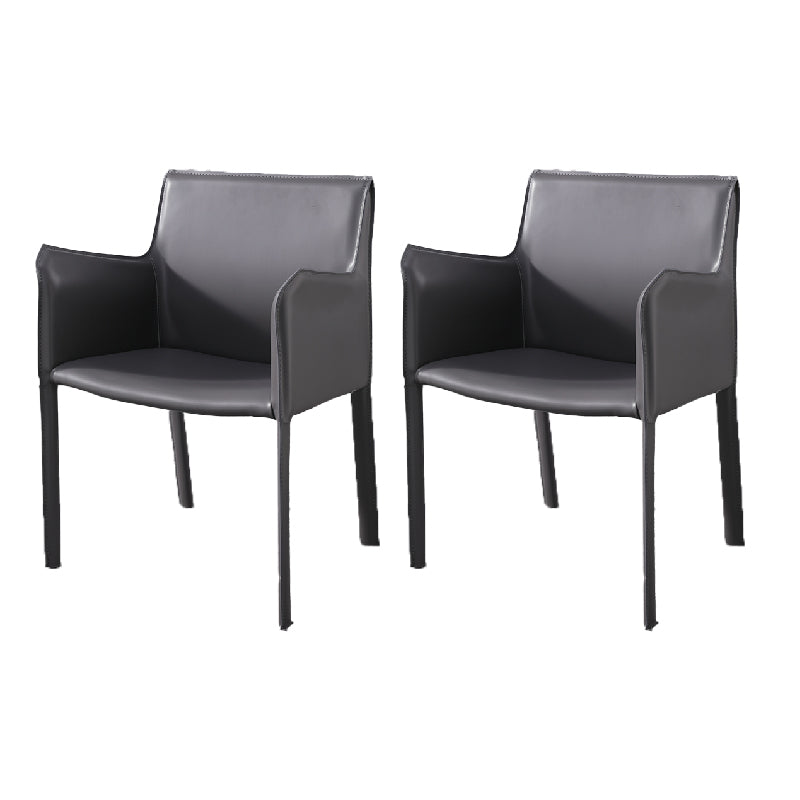 Metal Modern Home Side Chair with Leather Legs Matte Finish Dining Chair for Kitchen
