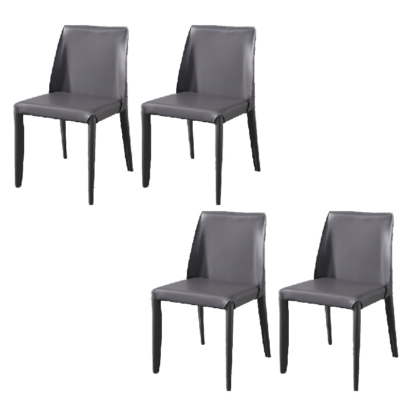 Metal Modern Home Side Chair with Leather Legs Matte Finish Dining Chair for Kitchen