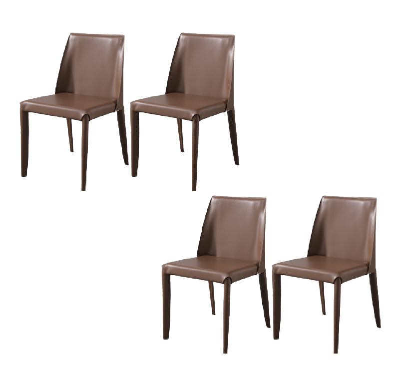 Metal Modern Home Side Chair with Leather Legs Matte Finish Dining Chair for Kitchen