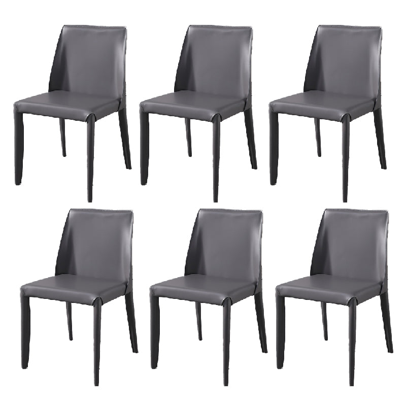 Metal Modern Home Side Chair with Leather Legs Matte Finish Dining Chair for Kitchen
