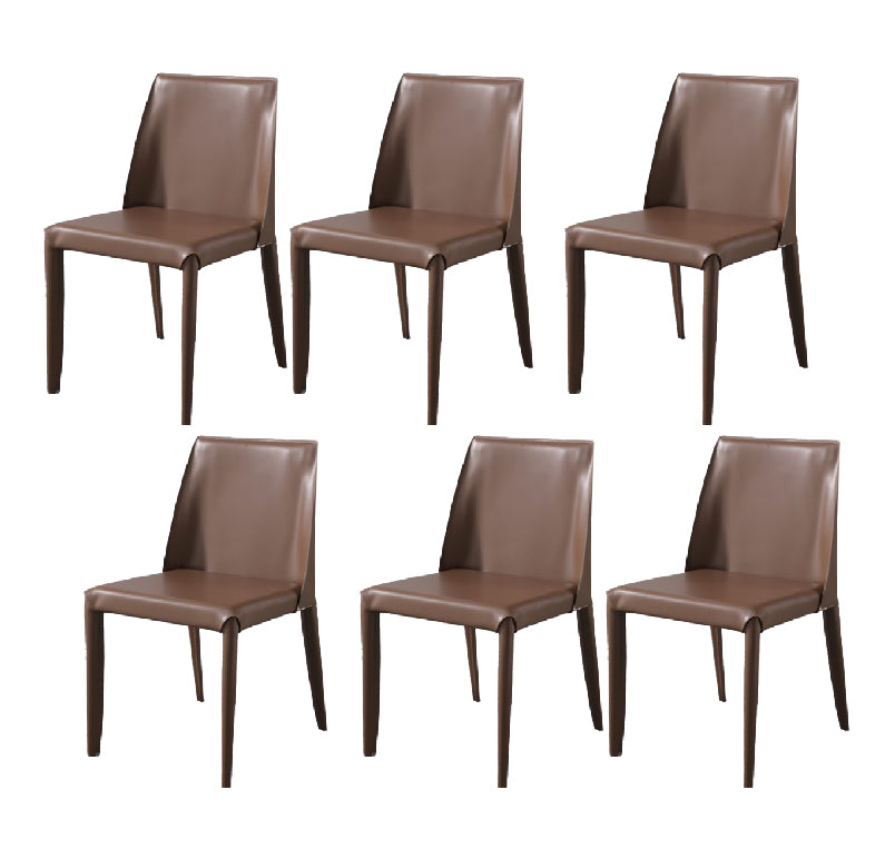 Metal Modern Home Side Chair with Leather Legs Matte Finish Dining Chair for Kitchen