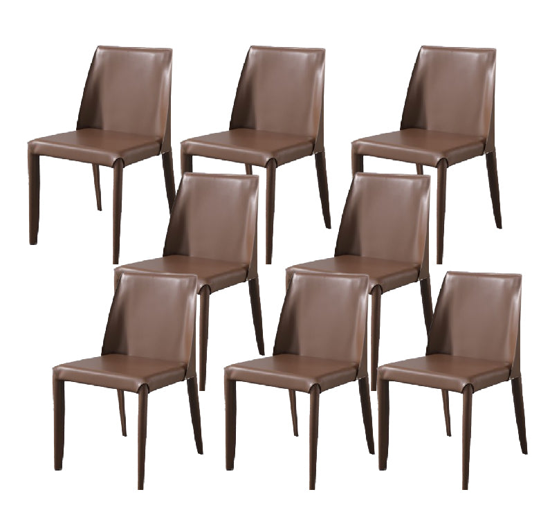 Metal Modern Home Side Chair with Leather Legs Matte Finish Dining Chair for Kitchen