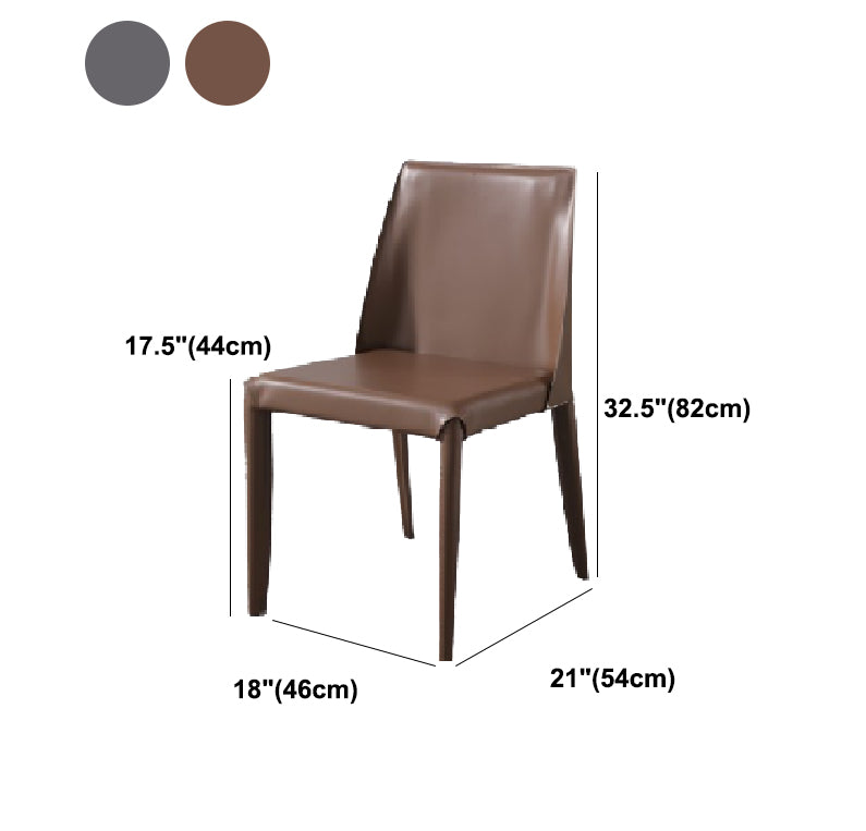 Metal Modern Home Side Chair with Leather Legs Matte Finish Dining Chair for Kitchen
