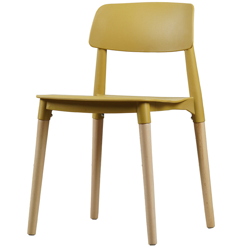 Contemporary Style Dining Chair Armless Dining Chairs with Wooden Legs for Kitchen