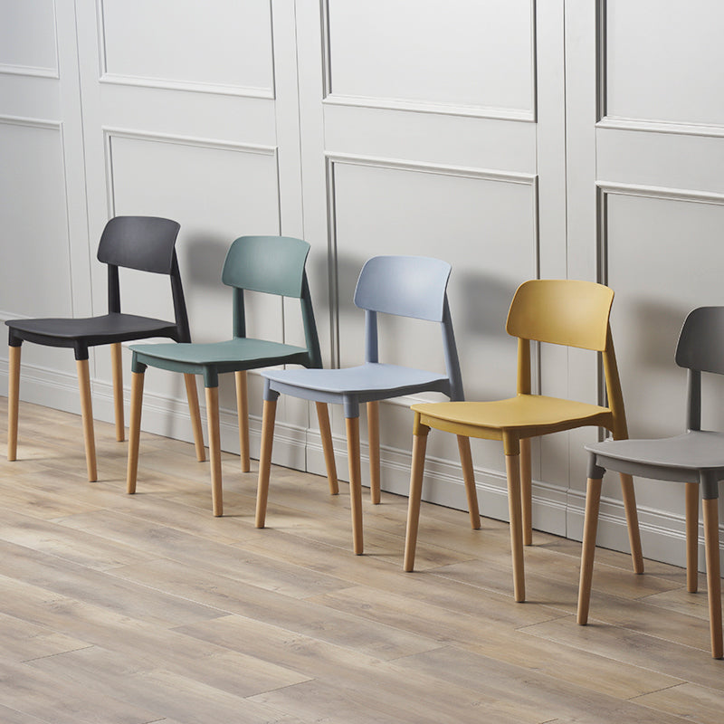 Contemporary Style Dining Chair Armless Dining Chairs with Wooden Legs for Kitchen