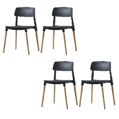 Contemporary Style Dining Chair Armless Dining Chairs with Wooden Legs for Kitchen