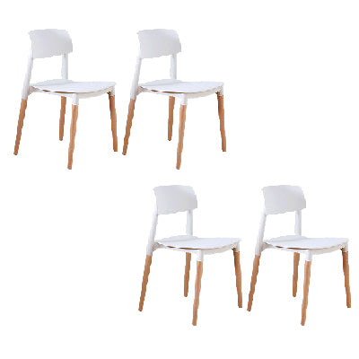 Contemporary Style Dining Chairs Armless Dining Chairs with Wooden Legs for Kitchen
