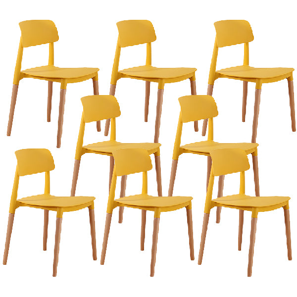 Contemporary Style Dining Chairs Armless Dining Chairs with Wooden Legs for Kitchen
