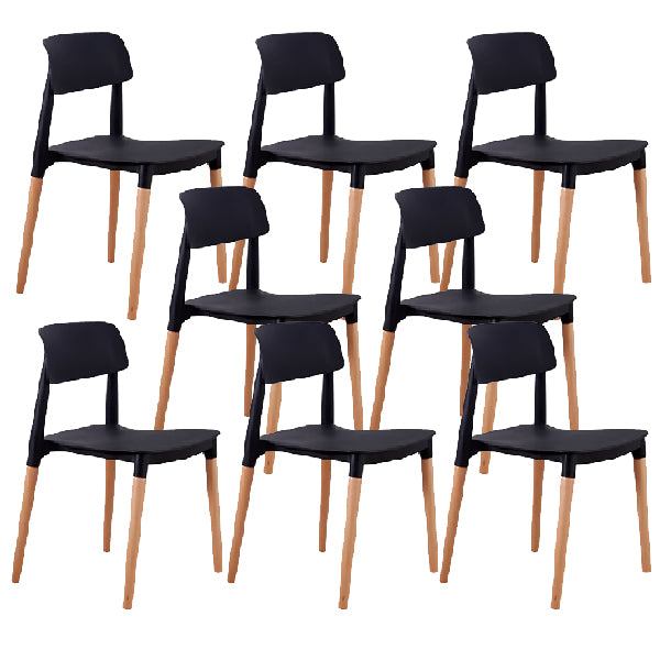Contemporary Style Dining Chairs Armless Dining Chairs with Wooden Legs for Kitchen
