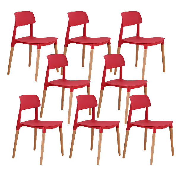 Contemporary Style Dining Chairs Armless Dining Chairs with Wooden Legs for Kitchen