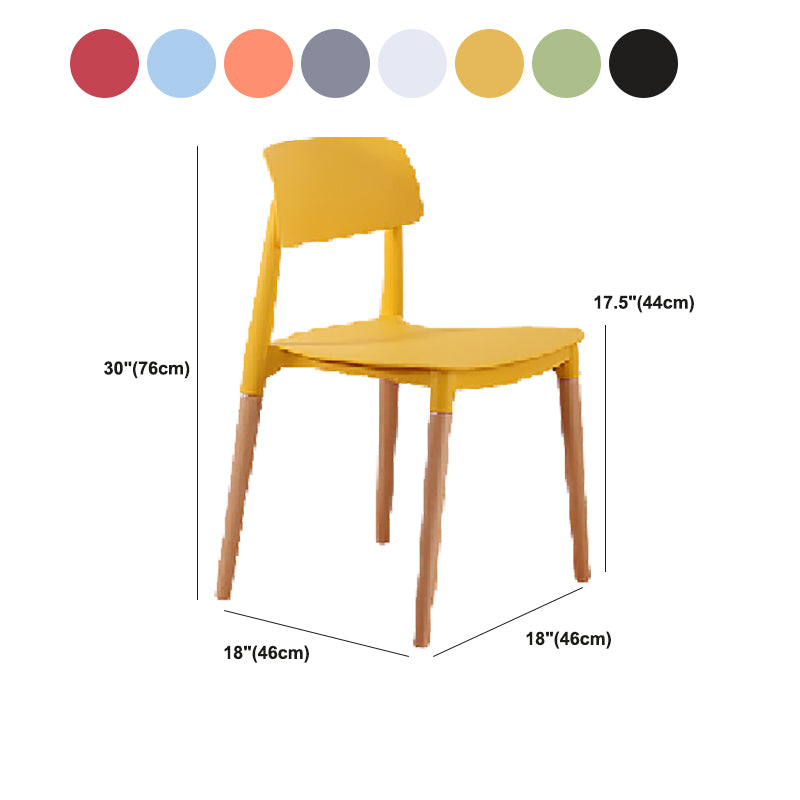 Contemporary Style Dining Chairs Armless Dining Chairs with Wooden Legs for Kitchen