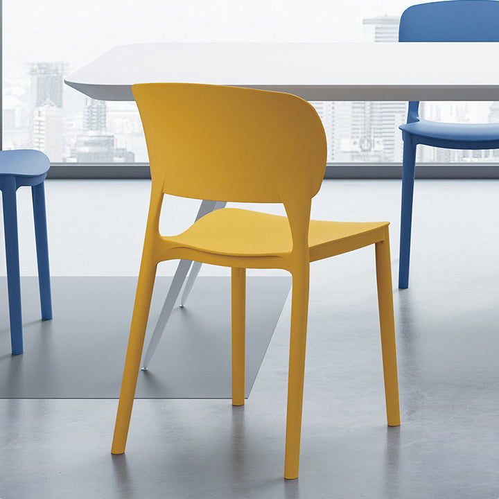 Contemporary Style Dining Chair Armless Dining Chair with Plastic Legs for Kitchen