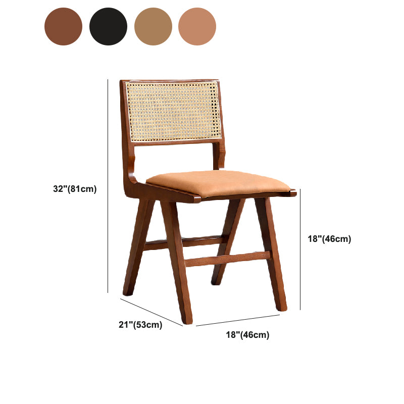 Traditional Style Dining Chair Solid Wood Cane Back Chair for Home