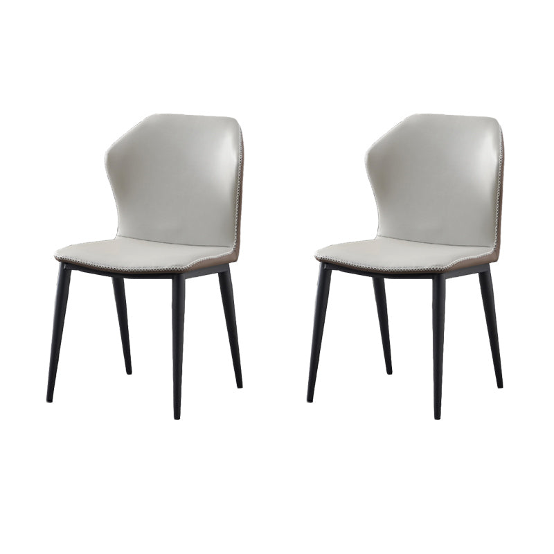 Industrial Wingback Side Chair Faux Leather Armless Dining Chairs