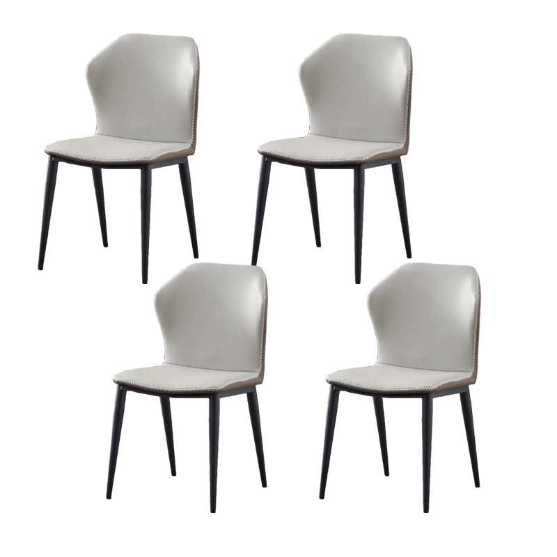 Industrial Wingback Side Chair Faux Leather Armless Dining Chairs