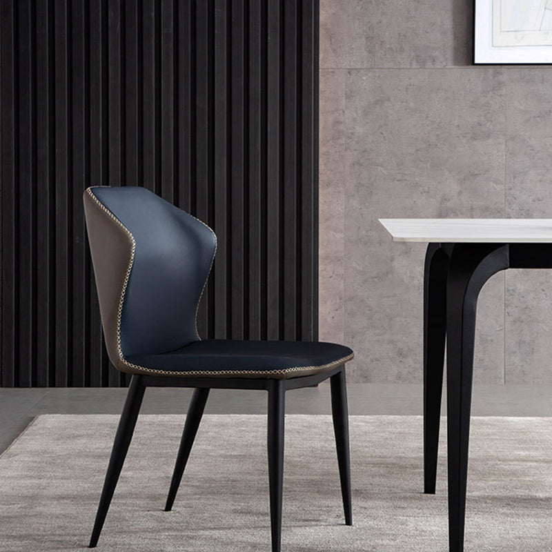 Industrial Wingback Side Chair Faux Leather Armless Dining Chairs